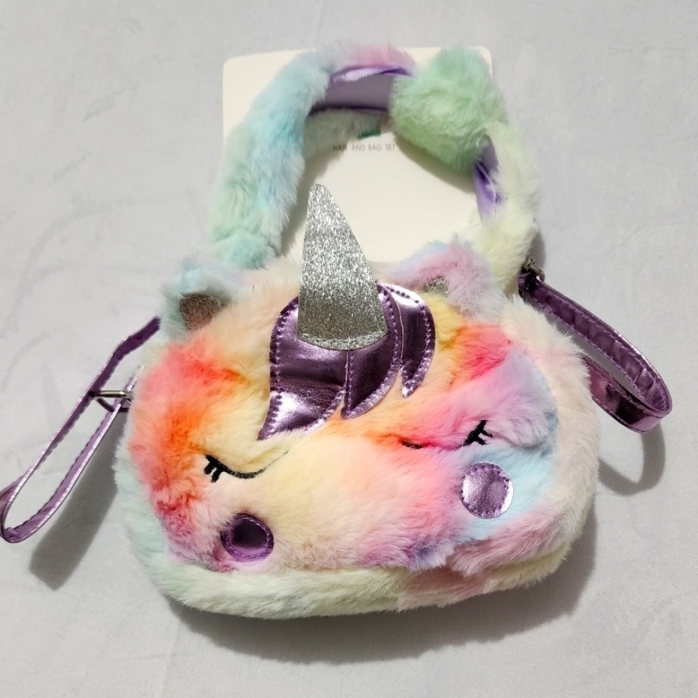 Verge Girls Unicorn Bag And HeadBand set. Multi Color